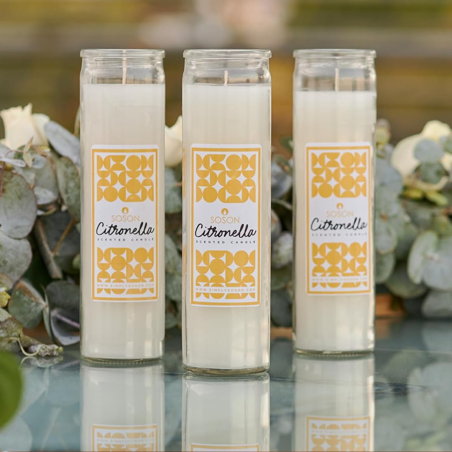 Citronella Candle - Citronella Scented Devotional Glass Jar Candles Ivory - 2X8 Inch - 6 Pack - Outside Candles For Garden Yard Balcony, Summer Camping