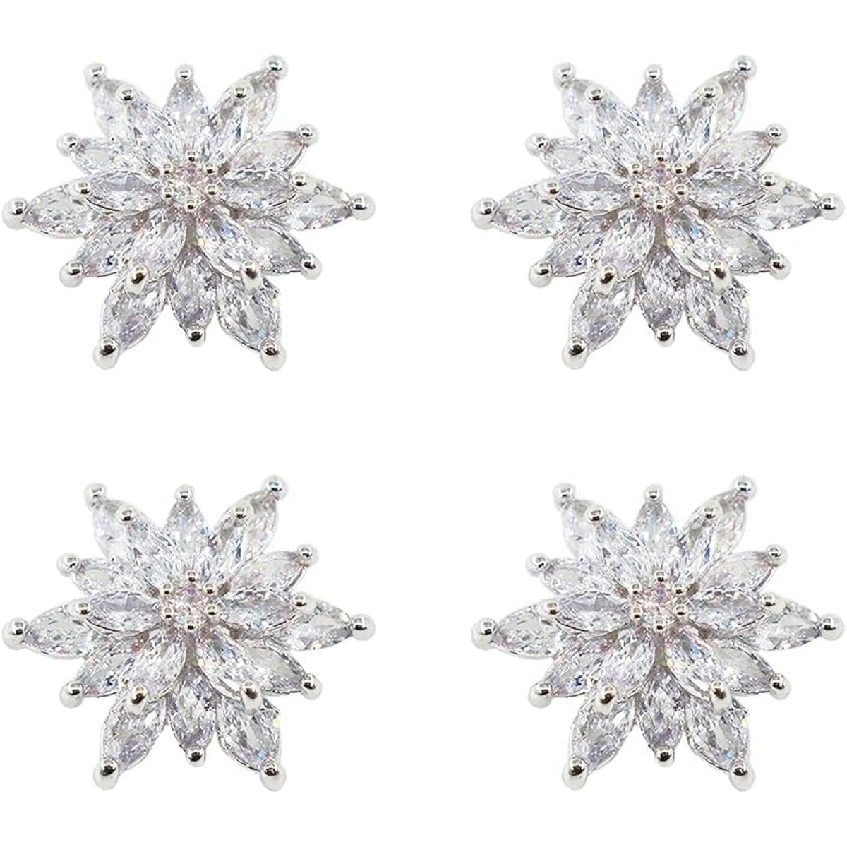 4 Pcs Zircon Sliver Rhinestone Buttons Crystal Embellishments Sew On C