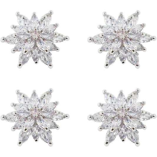 4 Pcs Zircon Sliver Rhinestone Buttons Crystal Embellishments Sew On C