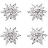 4 Pcs Zircon Sliver Rhinestone Buttons Crystal Embellishments Sew On C
