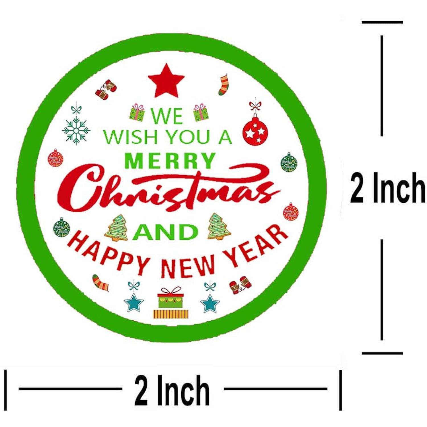 Merry Christmas Stickers Label, 2 Inch Happy New Year Sticker Red Green Holiday Cards Gift Envelopes Boxes Labels, Decorative Stickers For Decoration And Sealing (504Pcs)