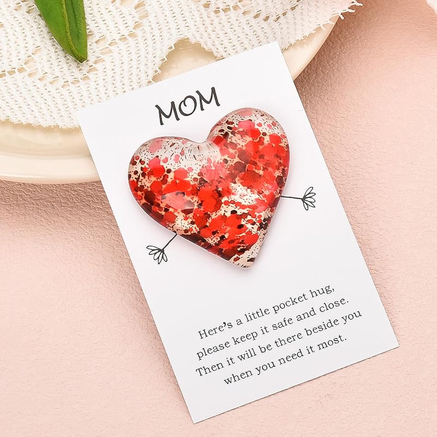 Mom Heart Pocket Hug Token Long Distance Relationship Keepsake Gifts For Women Mother Birthday Christmas Gift For Mama Bonus Mom Thinking Of You Gift From Son Daughter I Love You Mom Token With Greeting Card