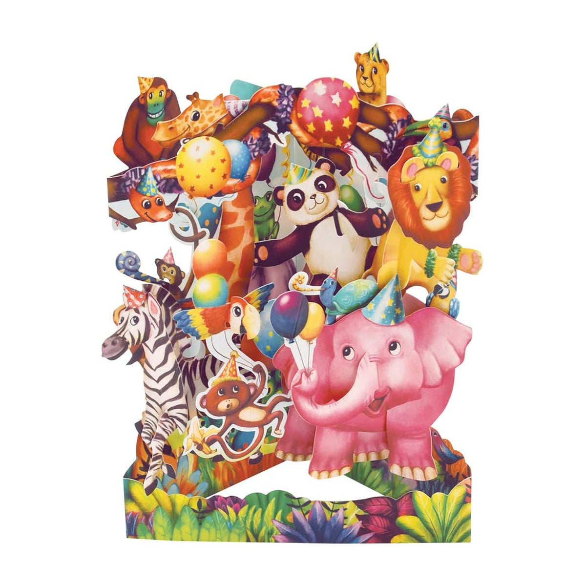 Boston International Santoro Swing 3D Pop-Up Greeting Card, Animal Party, 6 x 8 Inches, Animal Party