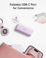 5,000mAh Nano Power Bank with Foldable USB-C, 22.5W Fast Charger for iPhone