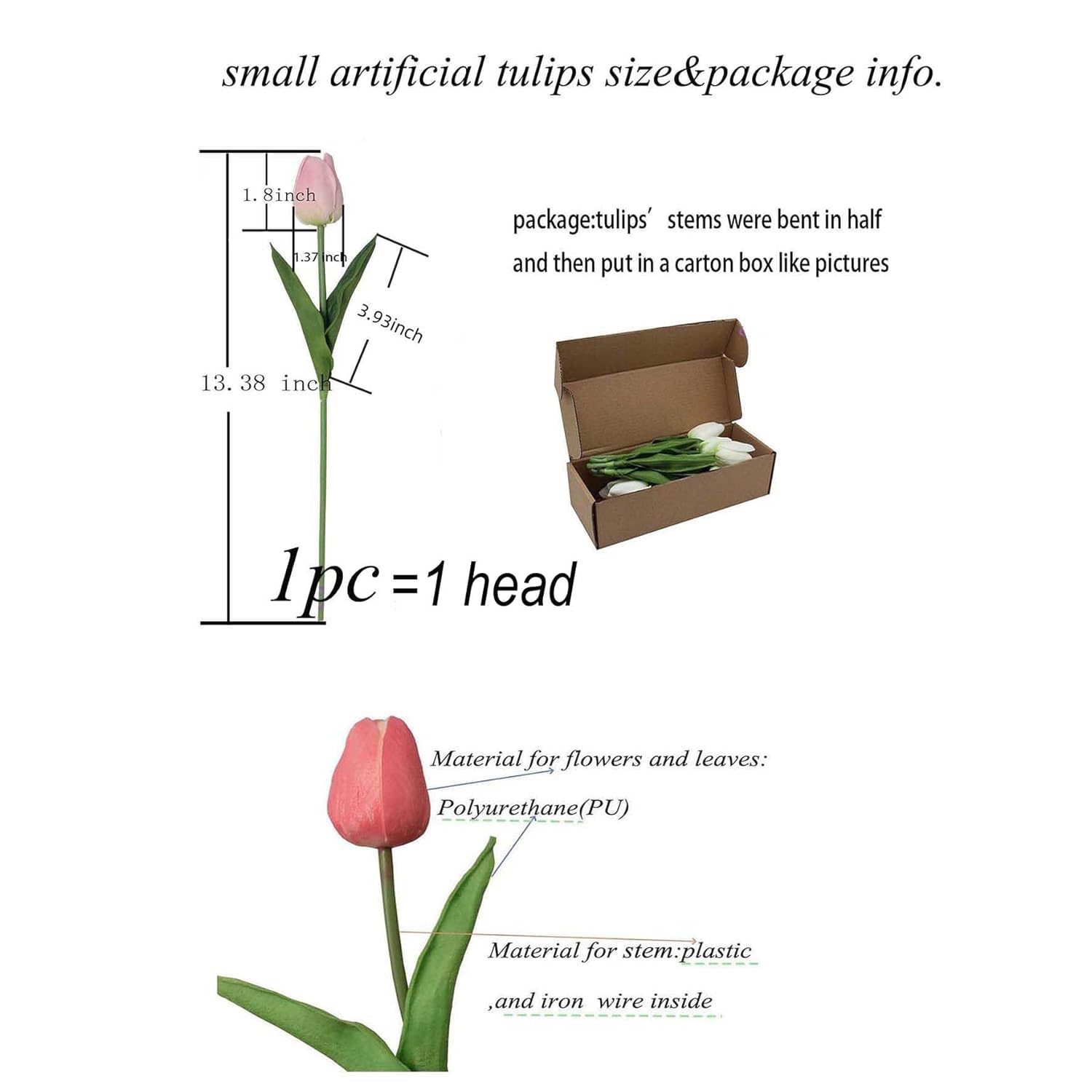 Artificial Flowers 10 Heads Mini Real Touch Artificial Tulip For Home Wedding Party Centerpiece Decoration (Grapefruit Pink)