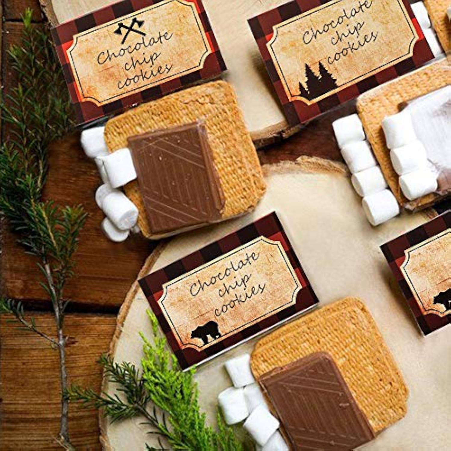 Lumberjack Party Place Cards - Lumberjack Buffalo Plaid Food Tents And Food Labels Decorations, Woodland Baby Shower Party Supplies