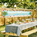 Happy Hawaiian Moana Birthday Backdrops Decoration Banner Party Blue For Happy Birthday Tropical Luau Summer Baby Shower Decor Home Outdoor Flags Supplies