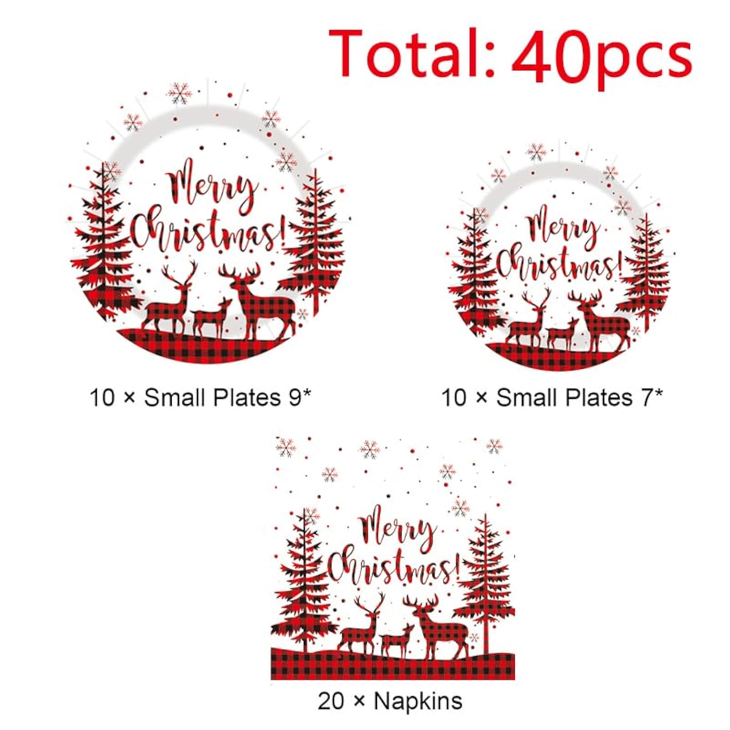 White Christmas Paper Plates Napkins Party Decorations Christmas Tree Elk Theme Party Supplies Disposable Paper Tableware For Decorations For Happy New Year Holiday