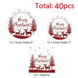 White Christmas Paper Plates Napkins Party Decorations Christmas Tree Elk Theme Party Supplies Disposable Paper Tableware For Decorations For Happy New Year Holiday
