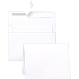 White Blank Greeting Cards With Envelopes 5 X 7 Heavyweight Folded White Cardstock And A7 Envelopes Printable Self Seal 20 Packs For Wedding Invitations, Birthday, Thank You Cards, Mailing