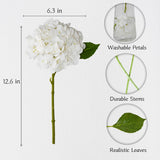 12.6'' White Hydrangea Artificial Flowers, 6Pcs Real Touch Latex Fake Hydrangeas With Short Stems & Leaves For Home Decoration, Party Floral Arrangements, Wedding Bouquet, Table Centerpieces