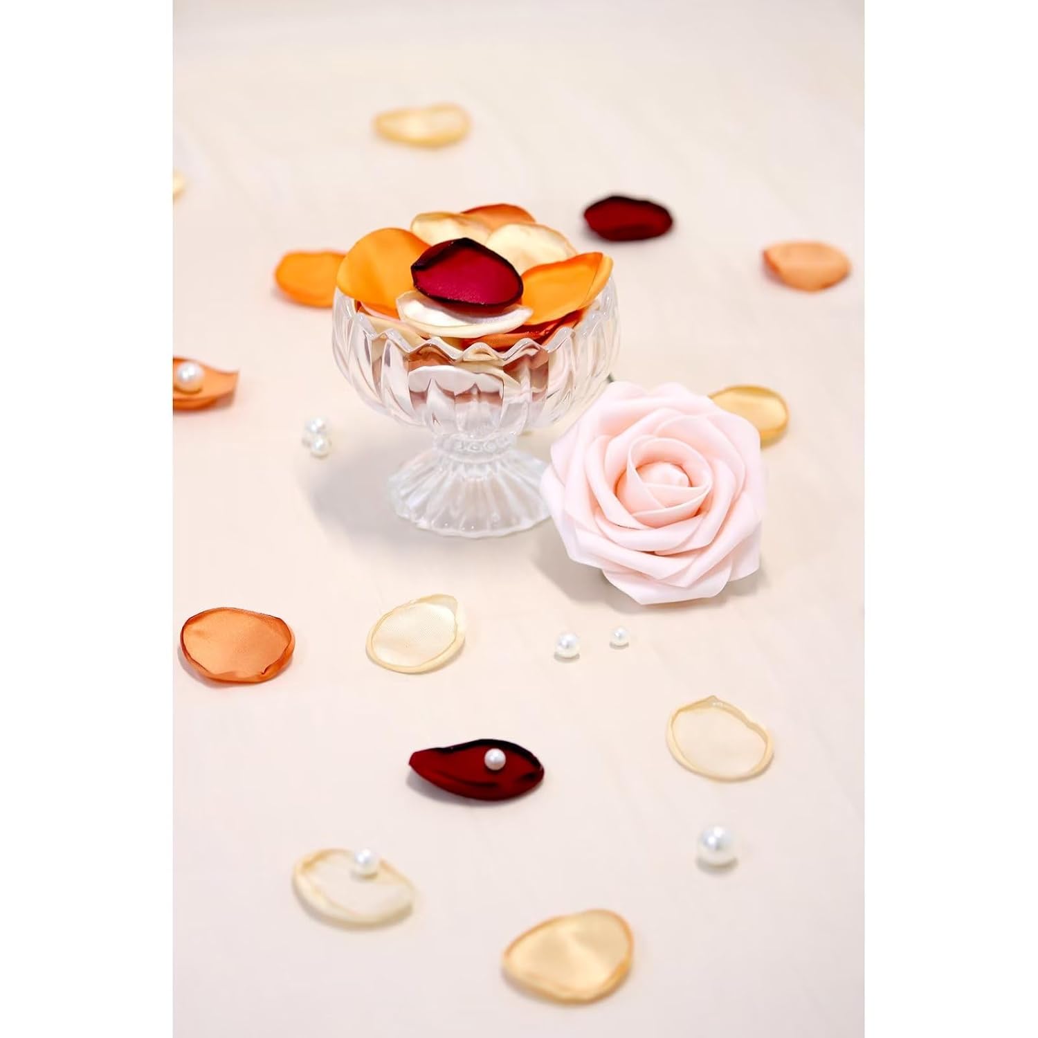 300Pcs Orange Rose Petals, Artificial Flower Petals Fall Wedding Decor Flower Girl Petals Terracotta Flower Petals For Wedding Aisle Runner Scatter Dinner Table Centerpieces Party Decoration