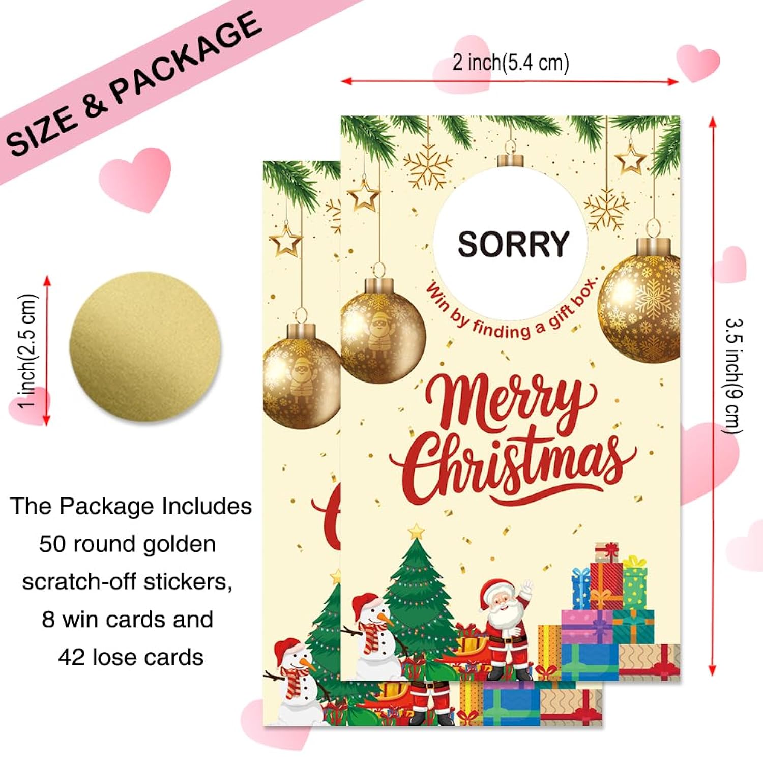 50 Pcs Merry Christmas Scratch Off Game Cards, Christmas Themed Party Supplies, Funny Holiday Scratch Cards For Lottery Group Games Activity, Raffle Tickets For Birthday Party