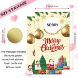 50 Pcs Merry Christmas Scratch Off Game Cards, Christmas Themed Party Supplies, Funny Holiday Scratch Cards For Lottery Group Games Activity, Raffle Tickets For Birthday Party