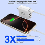 2 Pack 65W USB C Charger Block 6 Port Fast Charging Wall Charger with 6FT USB C Cable for iPhone 17 16 15 iPad