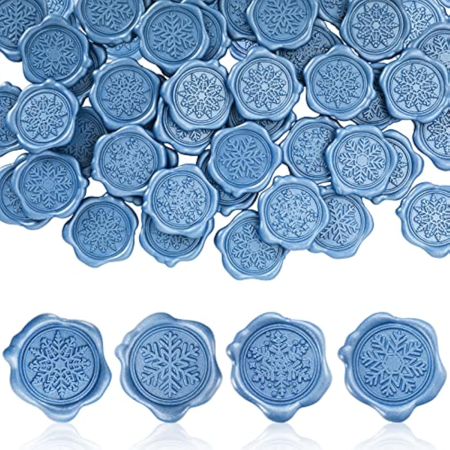 80Pcs Christmas Wax Seal Stickers Snowflake Envelope Seal Stickers 3D Blue Snowflake Self-Adhesive Embossed Stickers For Xmas Winter Greeting Invitation Cards Packages Gift Decor, 4 Design