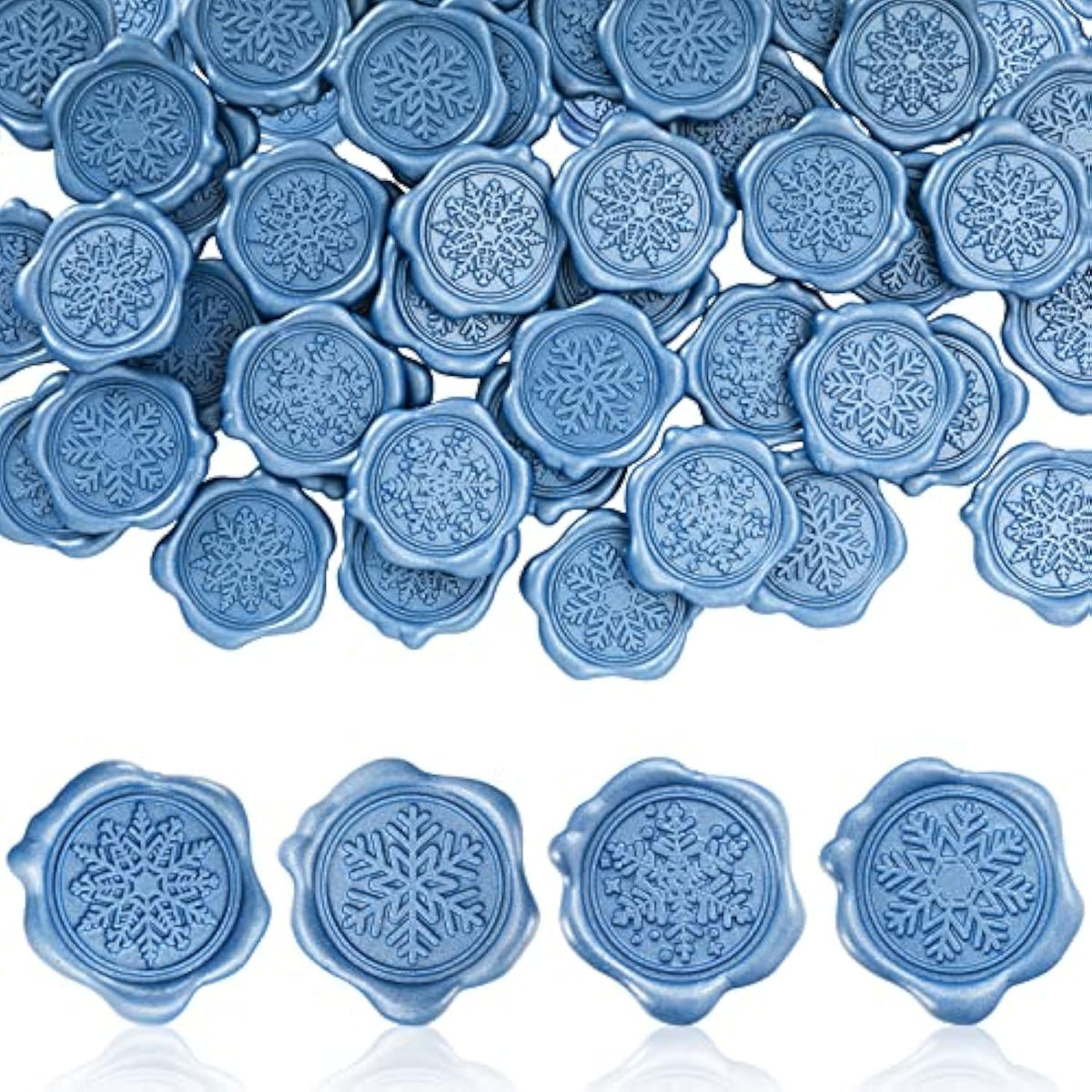 80Pcs Christmas Wax Seal Stickers Snowflake Envelope Seal Stickers 3D Blue Snowflake Self-Adhesive Embossed Stickers For Xmas Winter Greeting Invitation Cards Packages Gift Decor, 4 Design