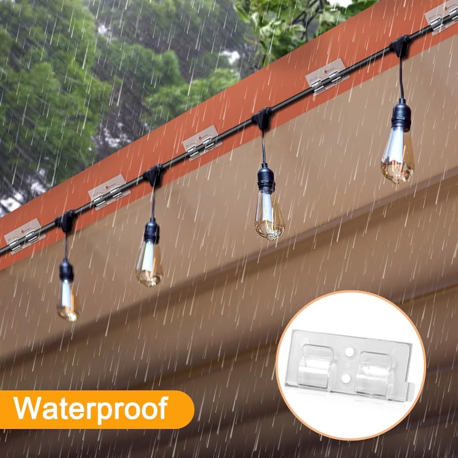 Hooks For Outdoor String Lights Clips 26Pcs Outside Clear Cord Holders For Hanging Christmas Lighting Heavy Duty Light Hook With Waterproof Adhesive Strips
