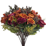 Artificial Fake Mums Flowers For Outdoors Decoration - 13 Inches 3 Bouquet Faux Fall Chrysanthemum Rose Daisy Silk Flower Uv Resistant For Indoor Vase Party Table Decor