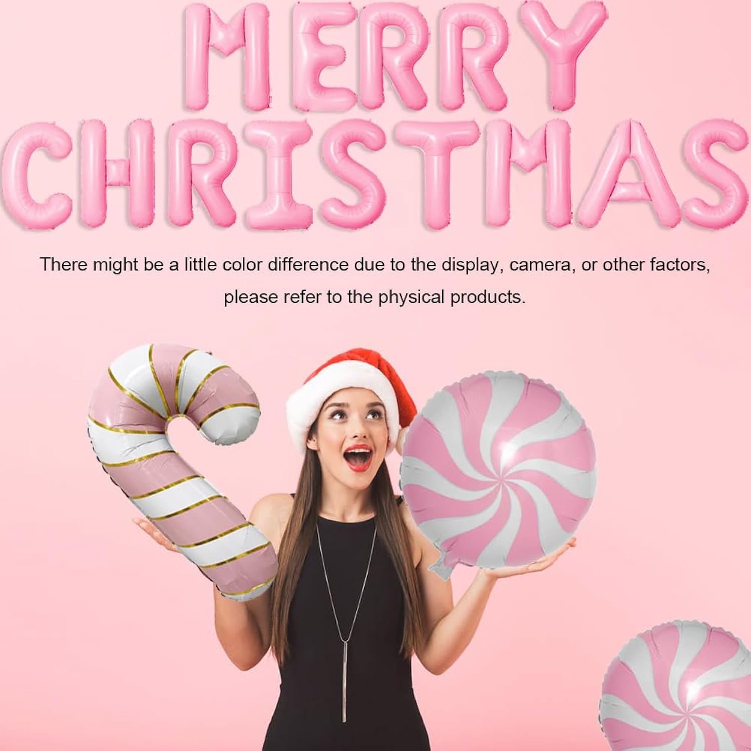 Christmas Balloons Pink Candy Cane Balloon Lollipop Pink Merry Christmas Balloon Candy Balloons For Xmax Party Decorations Xmas New Year Themed Party Supplies Sets-19 Pcs