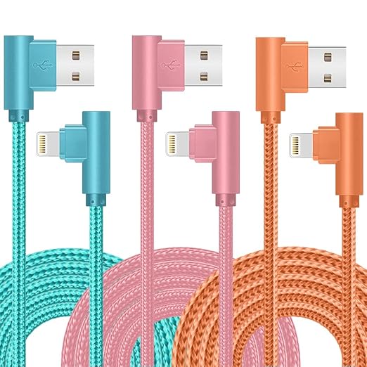 3 Pack Apple MFi Certified iPhone Charger Cable 10FT 90 Degree Lightning Fast Charging Cord for iPhone 14 13 12 11 iPad
