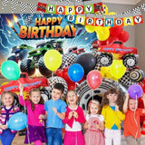 Monster Huge Truck Birthday Party Decorations Kit Including Truck Backdrop, Balloon Garland, Tablecloth, Cake Topper