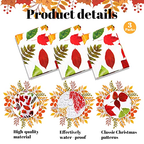 3 Pcs Fall Plastic Tablecloth Rectangle Autumn Leaves 54 X 72