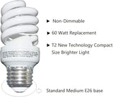 13W Spiral CFL Light Bulbs 60W Equivalent E26 Medium Base 2700K Soft White 1040 Lumens 4 Pack
