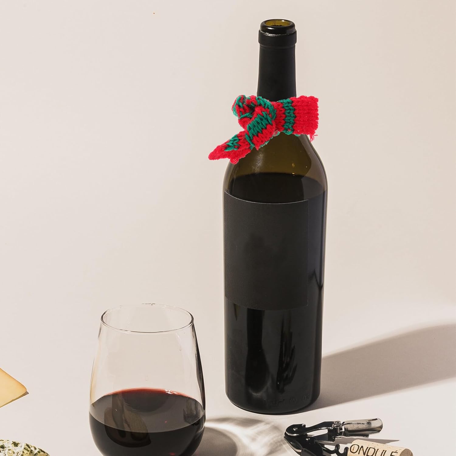 30Pcs Mini Scarf Red Green Christmas Decorations Diy Doll Clothes Toys Small Scarf For Holiday Wine Bottle Decorations Christmas Set Santa Hats For Crafts