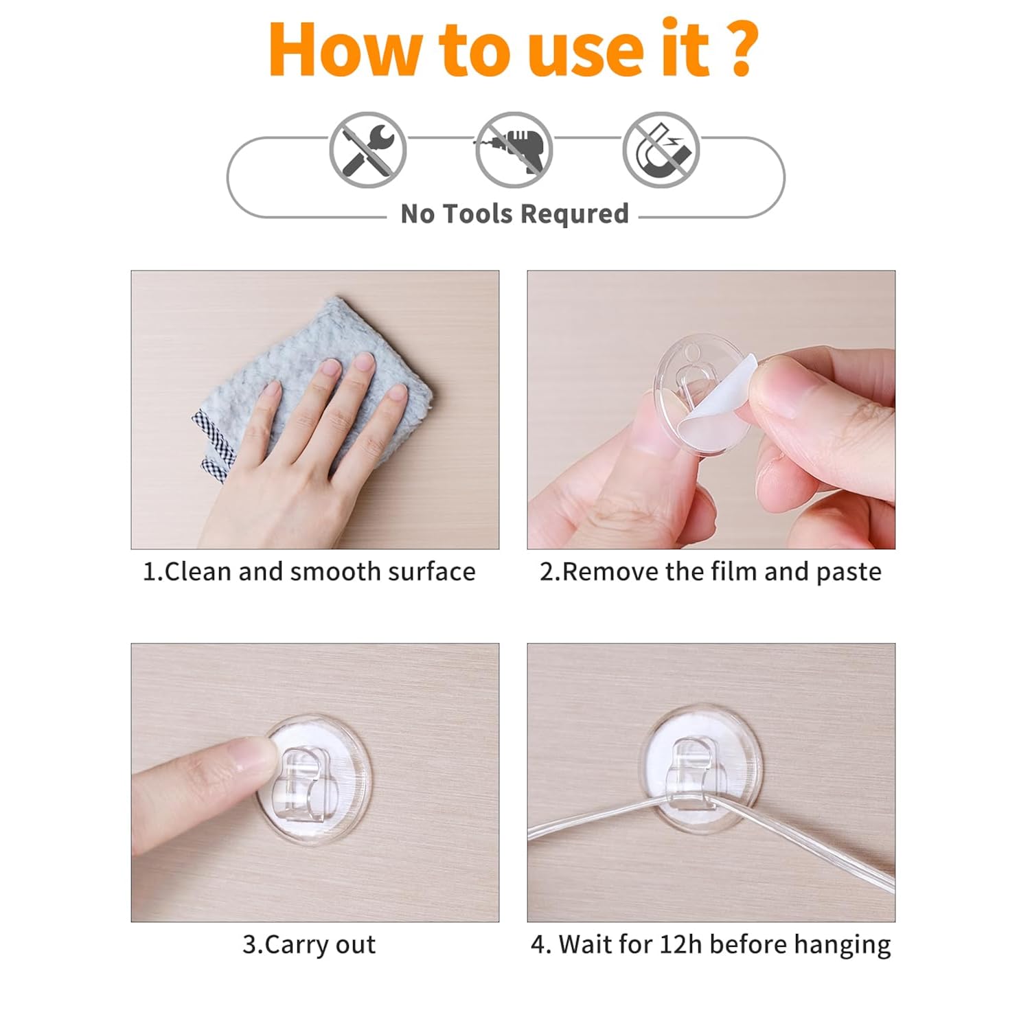 50 Clear Mini Light Clips: Small Hooks With Adhesive Strips For Indoor String Light - Plastic Damage Free Wall Hook For Hanging Tiny Fairy Christmas Light Cable Hangers Decoration Decor (50)