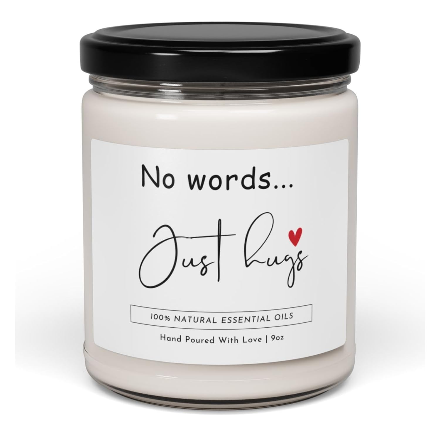 -No Words, Just Hugs Candle - 9Oz 100% Natural Soy Wax With Essential Oils, 50-60 Hours Burn Time - Sympathy, Condolence, Encouragement, Thinking Of You Gift For Friends & Loved Ones