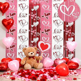 Valentines Party Decorations (2 Packs), 3.3X6.6Ft Love Foil Fringe Curtains Backdrop Red Pink White Tinsel Streamer Galentine’S Day Photo Booth Props For Wedding Anniversary Party Supplies