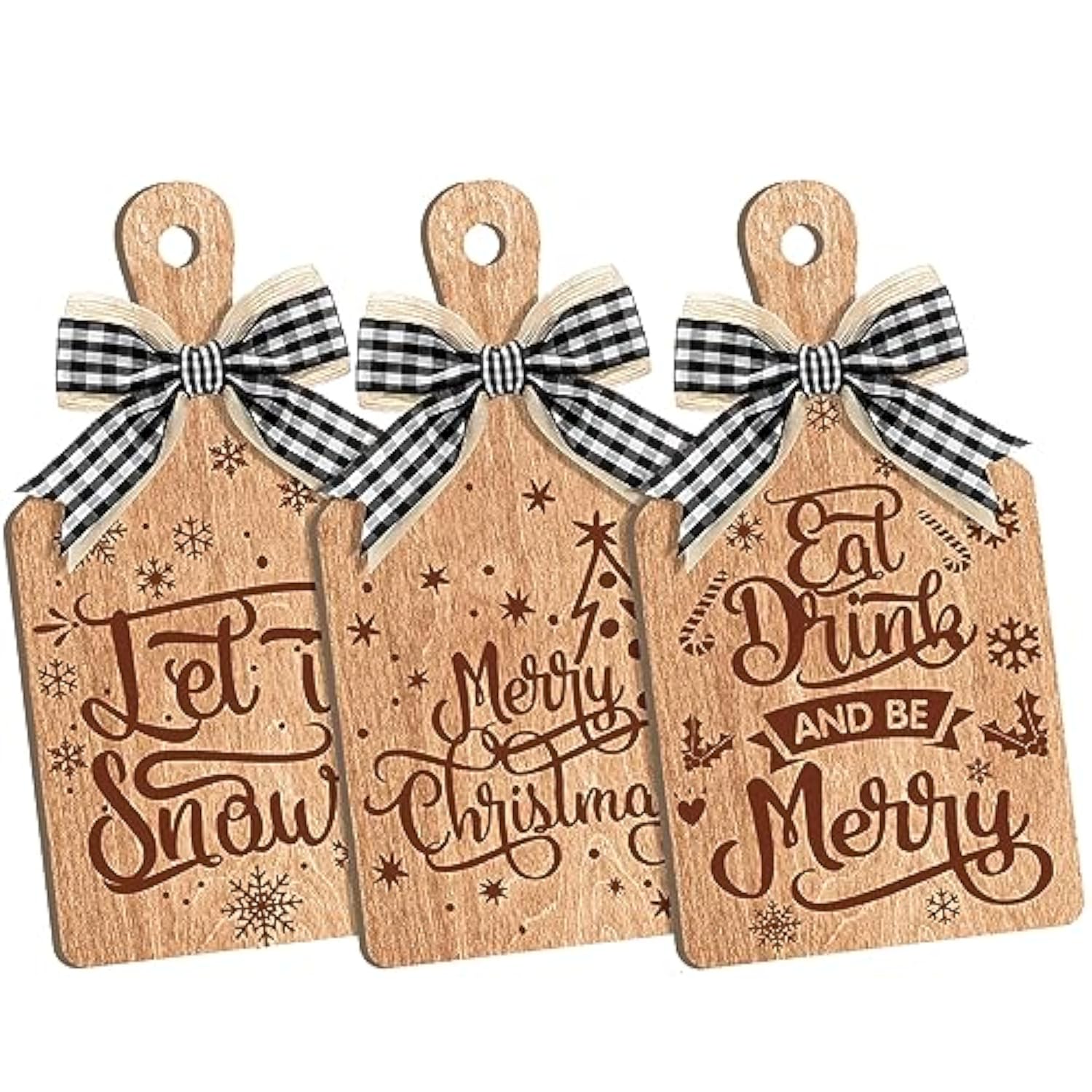 3 Pcs Merry Christmas Decorative Wood Cutting Board Let It Snow Decoration Farmhouse Table Shelf Decorations Wooden Home Decoration Christmas Kitchen Gifts