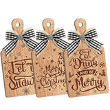 3 Pcs Merry Christmas Decorative Wood Cutting Board Let It Snow Decoration Farmhouse Table Shelf Decorations Wooden Home Decoration Christmas Kitchen Gifts