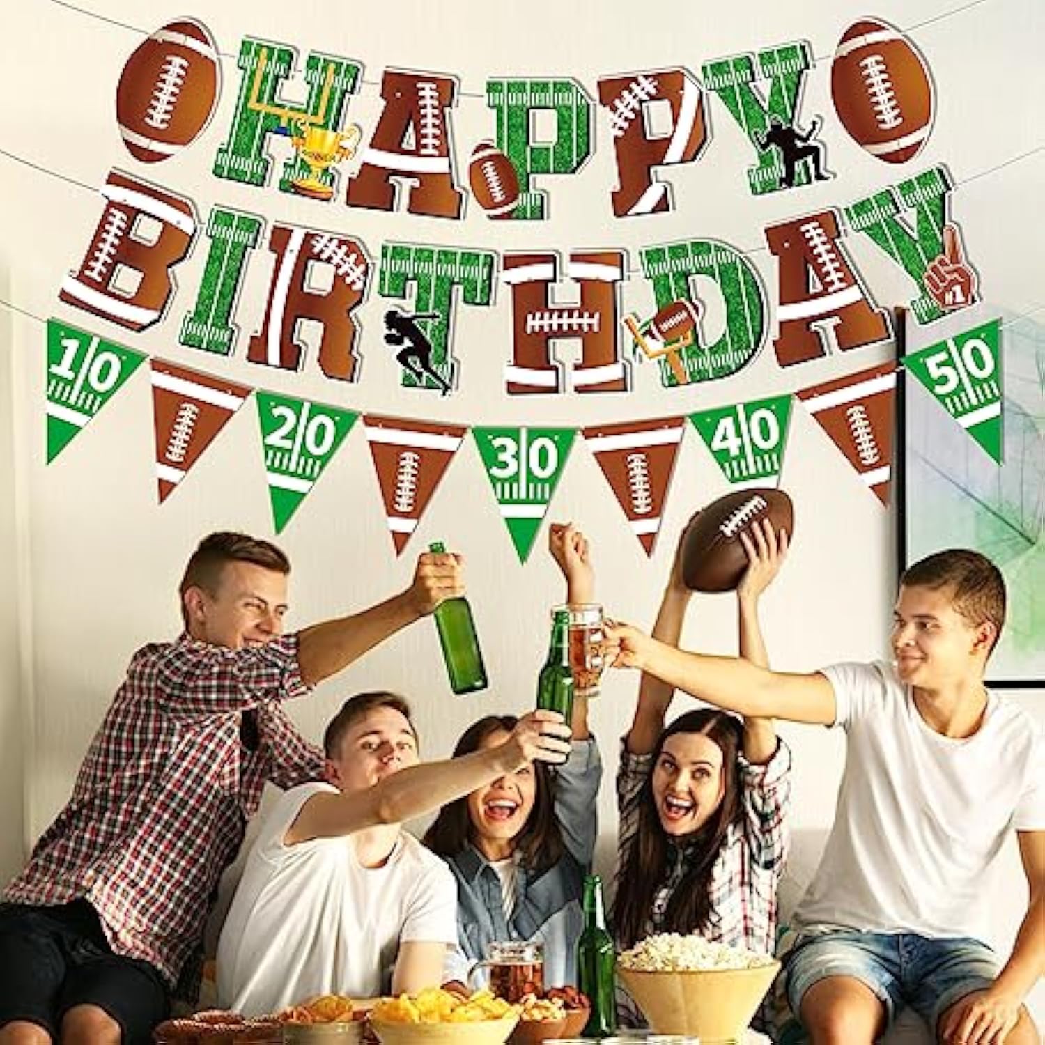 36Pc Football Birthday Banner - Football Party Decorations With Super Bowl & Themed Party Supplies