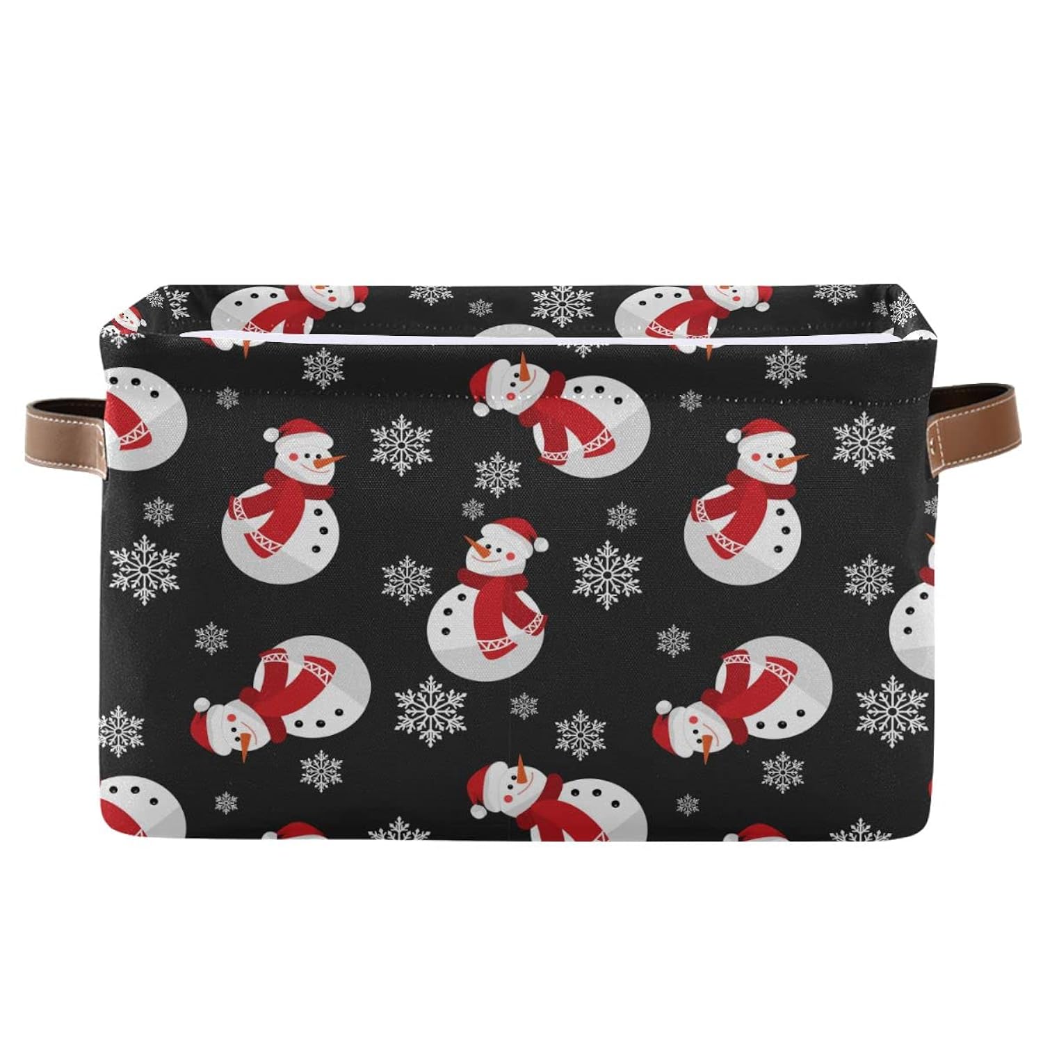 Winter Snowman Snowflake Storage Basket Fabric Laundry Baskets Christmas Holiday Xmas Decorations Storage Boxes Organizer Bag For Baby Cloth Dog Toy Book Storage Cubes Shelf Closet Bins 16×12×8