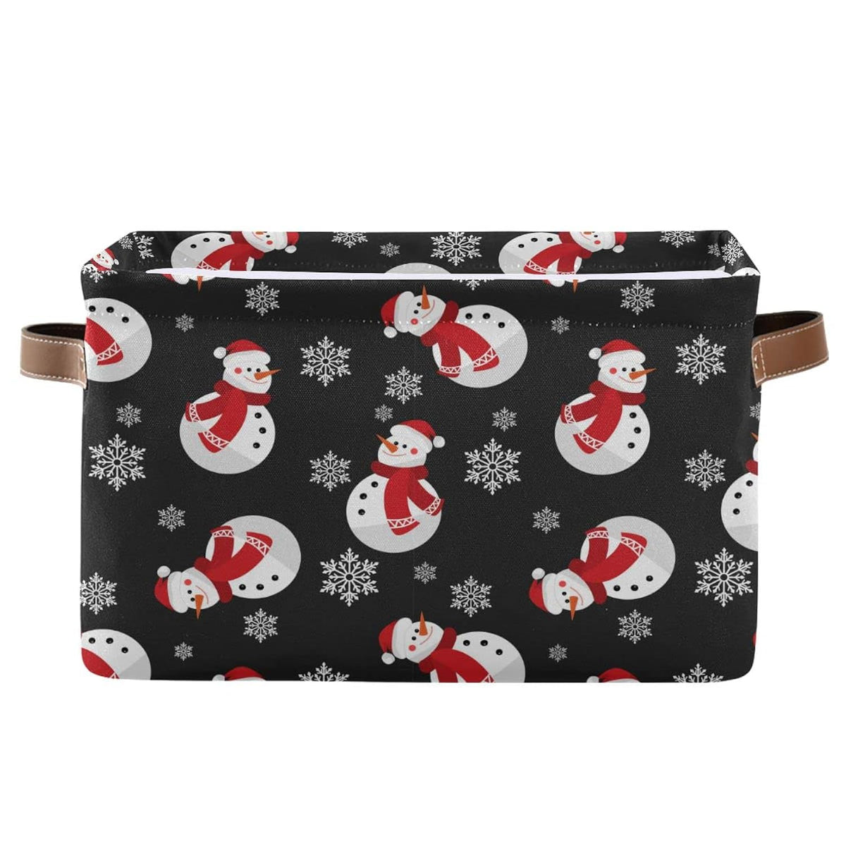 Winter Snowman Snowflake Storage Basket Fabric Laundry Baskets Christmas Holiday Xmas Decorations Storage Boxes Organizer Bag For Baby Cloth Dog Toy Book Storage Cubes Shelf Closet Bins 16×12×8