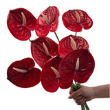 8 Pcs 23-5/8 Inch Artificial Anthurium Flowers Real Touch Fake Flower For Table Centerpieces Arrangement And Bridal Wedding Festival Decor Flower Arrangement (Red)