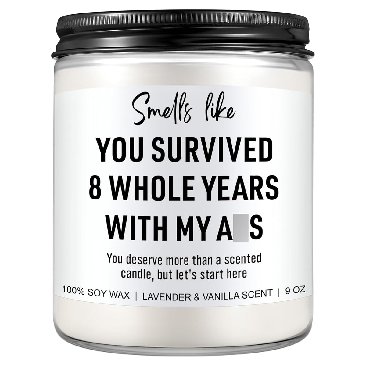8 Year Anniversary Candle For Her, Him - Bronze Anniversary, Gifts For Men, Women - 8Th Anniv. Gifts For Him, Her - 8 Year Wedding Anniv. Presents For Wife, Husband, Couples