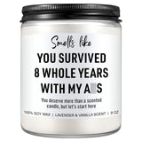 8 Year Anniversary Candle For Her, Him - Bronze Anniversary, Gifts For Men, Women - 8Th Anniv. Gifts For Him, Her - 8 Year Wedding Anniv. Presents For Wife, Husband, Couples