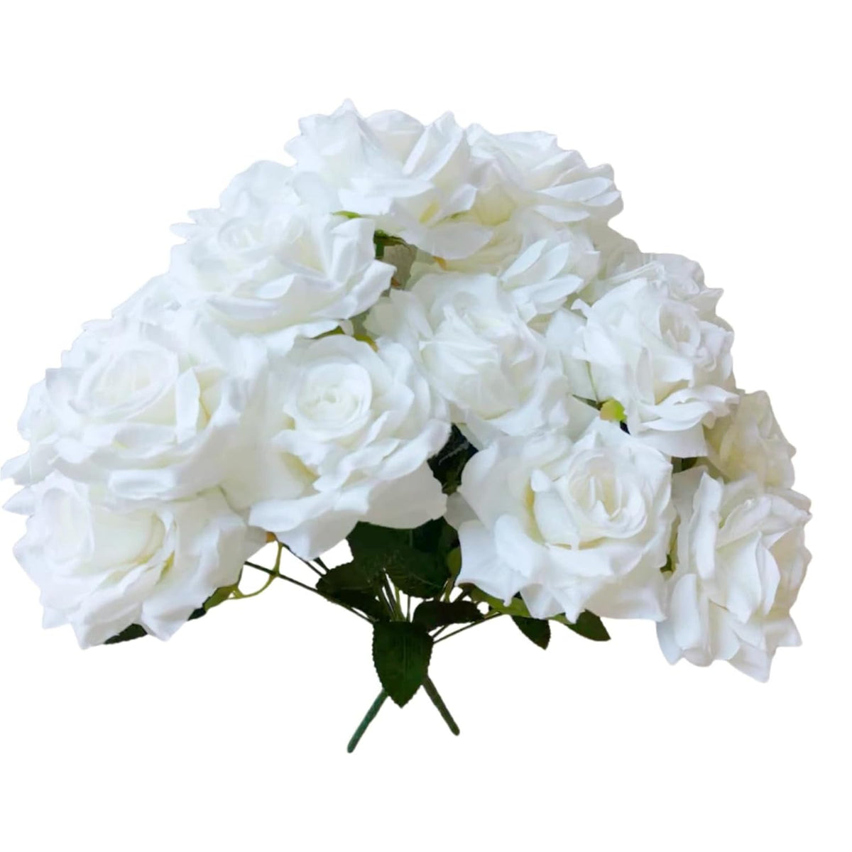 2 Bouquets, White Roses Artificial Flowers, Fake Roses Bouquet, 18 Heads, 16 Inch, Faux Wedding Bouquets With Stems, Floral Centerpieces For Tables, Outdoor Decor (White)