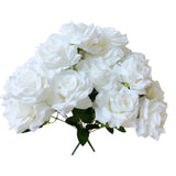 2 Bouquets, White Roses Artificial Flowers, Fake Roses Bouquet, 18 Heads, 16 Inch, Faux Wedding Bouquets With Stems, Floral Centerpieces For Tables, Outdoor Decor (White)
