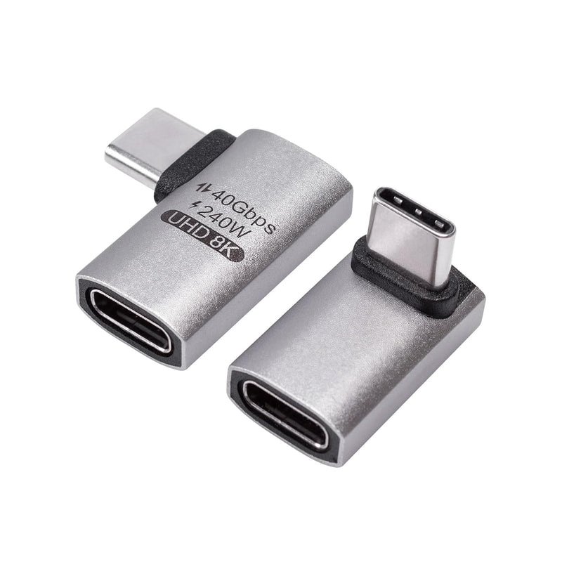 Usb C 90 Degree Adapter 240W Pd (2 Styles), 40Gbps Right Angle Usb C Adapter,