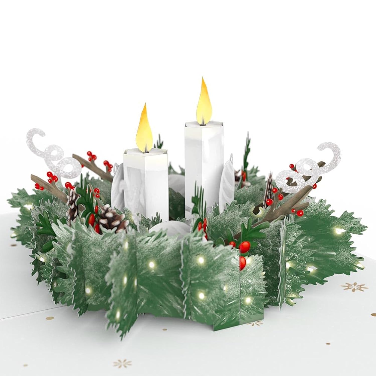 Christmas Pop-Up Card For Her And Him - 3D Holiday Greeting Cards For Boys, Girls, Men, Women - Christmas Candle 5" X 7" Wreath - Blank Note Card & Envelope Included
