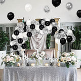 100pcs Metallic Balloons – 12" Black, White, Silver & Confetti Décor