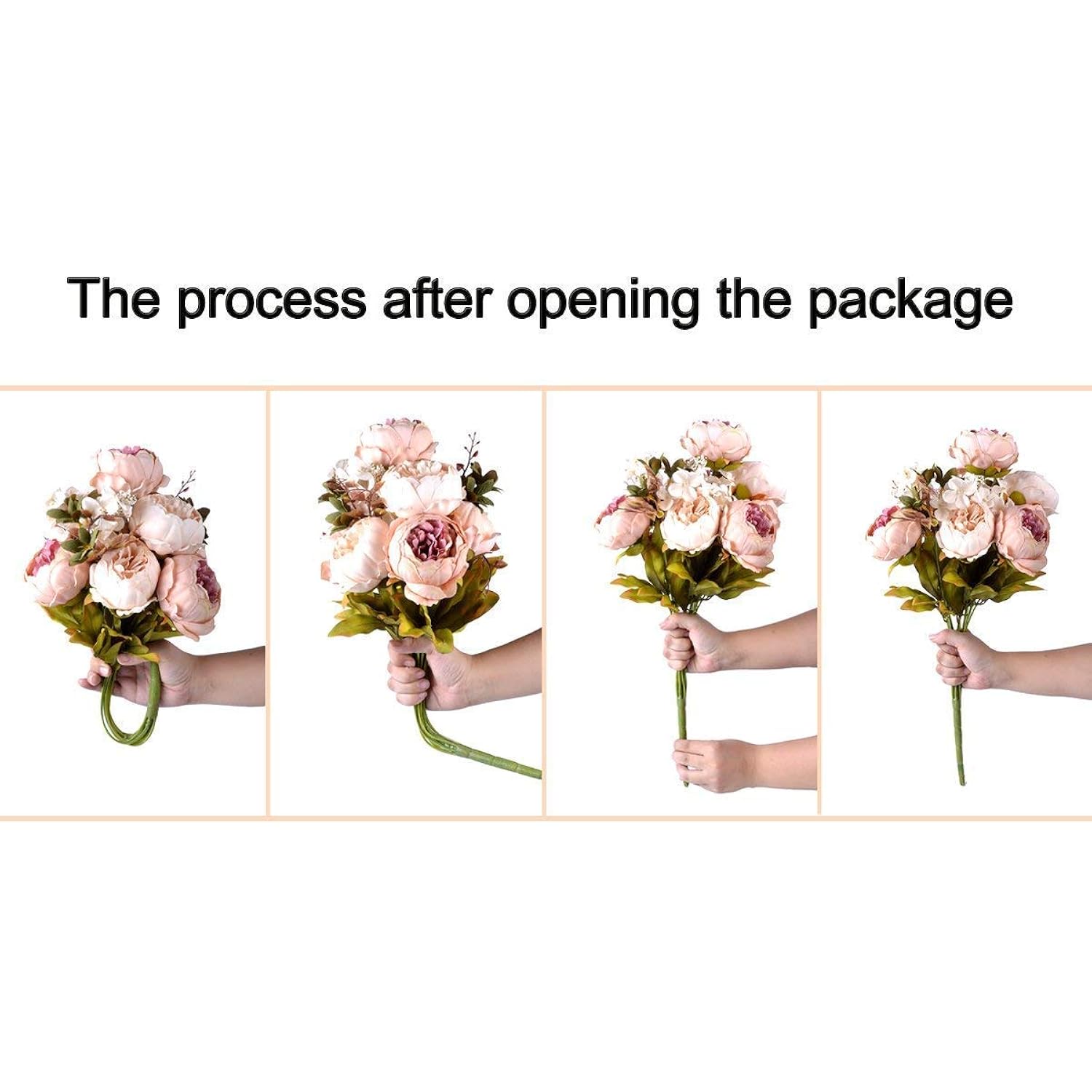 2 Packs Of Artificial Peony Flowers Silk Peonies Fake Flower Bouquet Arrangements For Home Wedding Party Decoration (Blue Green?2 Packs)