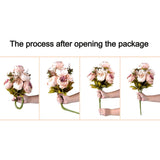 2 Packs Of Artificial Peony Flowers Silk Peonies Fake Flower Bouquet Arrangements For Home Wedding Party Decoration (Blue Green?2 Packs)