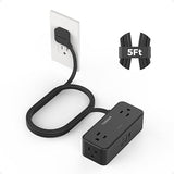 Surge Protector Power Strip 4 Outlets 3 USB Ports USB C 5FT Flat Plug Extension Cord Black