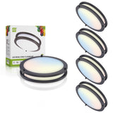ASD LED 12" Round Flush Mount Lighting, Close to Ceiling Light Fixture | 3CCT, Dimmable, Energy Star, ETL Listed | 20W 1550LM 3000-5000K 120V | Low Profile Double Ring Lamp | Black, 4 Pack