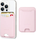 Premium Leather Phone Card Holder, 3M Adhesive, RFID Blocking - Pink